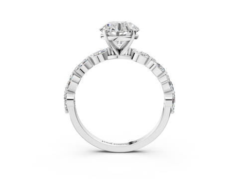 White gold Round Solitaire Marquise Side Stone Prong Setting Ring_75