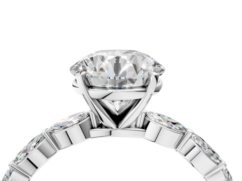 White gold Round Solitaire Marquise Side Stone Prong Setting Ring_76