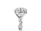 White gold Round Solitaire Marquise Side Stone Prong Setting Ring_77