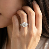 White gold Round Solitaire Milgrain Diamond Engagement Ring with Bezel and Marquise Band_14