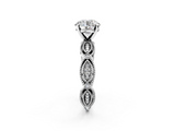 White gold Round Solitaire Milgrain Diamond Engagement Ring with Bezel and Marquise Band_153