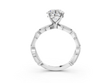 White gold Round Solitaire Milgrain Diamond Engagement Ring with Bezel and Marquise Band_154
