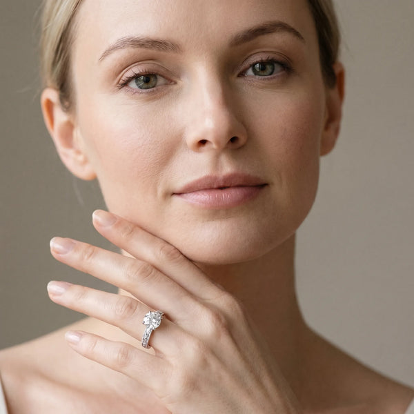 White gold Round Solitaire Milgrain Engagement Ring with Filigree Band and Four-Prong Setting