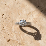 White gold Round Solitaire Milgrain Engagement Ring with Filigree Band and Four-Prong Setting_25