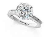 White gold Round Solitaire Milgrain Engraved Band with Four-Prong Setting_13