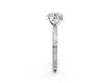 White gold Round Solitaire Milgrain Engraved Band with Four-Prong Setting_14