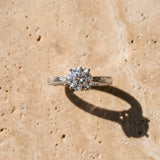 White gold Round Solitaire Milgrain Engraved Band with Four-Prong Setting_7