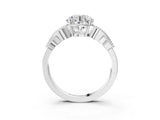White gold Round Solitaire Milgrain Leaf Band with Prong Setting_14