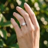 White gold Round Solitaire Milgrain Leaf Band with Prong Setting_3