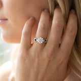 White gold Round Solitaire Milgrain Leaf Band with Prong Setting_5