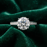 White gold Round Solitaire Pavé Band Prong Setting Ring_15