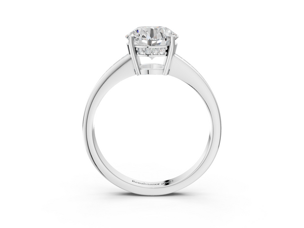 White gold Round Solitaire Pavé Band Prong Setting Ring