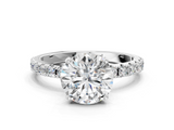 White gold Round Solitaire Pavé Band with Four-Prong Setting_194