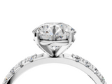 White gold Round Solitaire Pavé Band with Four-Prong Setting_199
