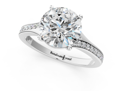 White gold Round Solitaire Pavé Band with Four-Prong Setting_89