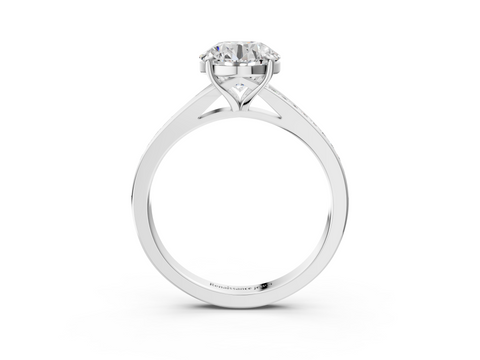 White gold Round Solitaire Pavé Band with Four-Prong Setting_91