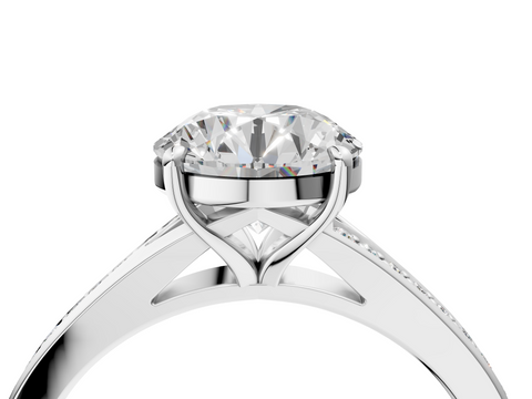 White gold Round Solitaire Pavé Band with Four-Prong Setting_92