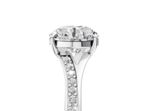 White gold Round Solitaire Pavé Band with Four-Prong Setting_93
