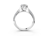 White gold Round Solitaire Pavé Diamond Engagement Ring with Four-Prong Setting_154