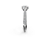White gold Round Solitaire Pavé Diamond Engagement Ring with Four-Prong Setting_157