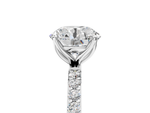 Silver 0.30 Carat D VVS2 Round Diamond Solitaire Engagement Ring with Round  Pavé Band and Prong Setting