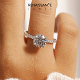 White gold Round Solitaire Pavé Diamond Engagement Ring with Four-Prong Setting_82