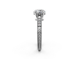 White gold Round Solitaire Pavé Diamond Milgrain Engagement Ring with Four-Prong Setting_21
