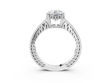 White gold Round Solitaire Pavé Diamond Milgrain Engagement Ring with Four-Prong Setting_22