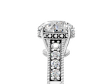 White gold Round Solitaire Pavé Diamond Milgrain Engagement Ring with Four-Prong Setting_23