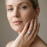White gold Round Solitaire Pavé Diamond Milgrain Engagement Ring with Four-Prong Setting_30
