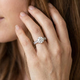White gold Round Solitaire Pavé Diamond Milgrain Engagement Ring with Four-Prong Setting_31