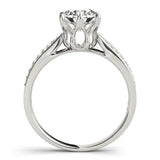 White gold Round Solitaire Pavé Split Shank Six-Prong Diamond Ring 2