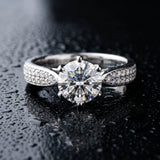 White gold Round Solitaire Pavé Split Shank Six-Prong Diamond Ring_27