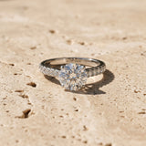 White gold Round Solitaire Pave Diamond Engagement Ring with Prong Setting_15