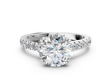 White gold Round Solitaire Pave Diamond Engagement Ring with Prong Setting_55