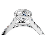White gold Round Solitaire Pave Diamond Engagement Ring with Prong Setting_59