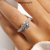 White gold Round Solitaire Pave Split Shank Engagement Ring with Six-Prong Setting_105