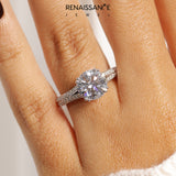 White gold Round Solitaire Pave Split Shank Engagement Ring with Six-Prong Setting_105