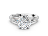 White gold Round Solitaire Pave Split Shank Engagement Ring with Six-Prong Setting_72