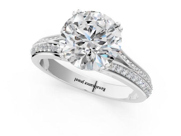 Sterling Silver Round Split Shank Pave Engagement Ring Setting