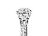 White gold Round Solitaire Pave Split Shank Engagement Ring with Six-Prong Setting_85
