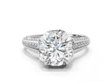 White gold Round Solitaire Pave Split Shank Ring with Four-Prong Setting_153