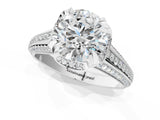 White gold Round Solitaire Pave Split Shank Ring with Four-Prong Setting_154