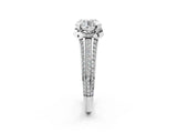 White gold Round Solitaire Pave Split Shank Ring with Four-Prong Setting_155