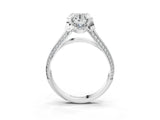 White gold Round Solitaire Pave Split Shank Ring with Four-Prong Setting_156
