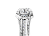 White gold Round Solitaire Pave Split Shank Ring with Four-Prong Setting_158