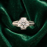 White gold Round Solitaire Pave Split Shank Ring with Four-Prong Setting_18