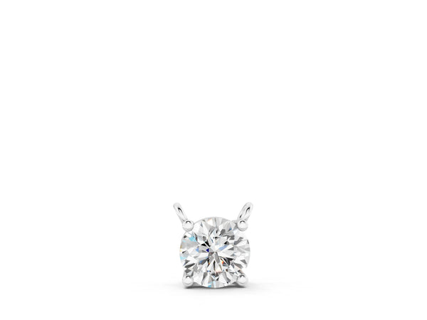 Silver Round Solitaire Pendant with Four-Prong Basket Setting