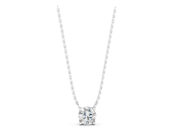 Silver Round Solitaire Pendant with Four-Prong Basket Setting