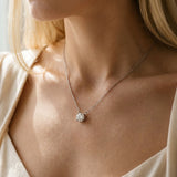 Silver 1.05 Carat D VS1 Round Solitaire Pendant with Four-Prong Basket Setting